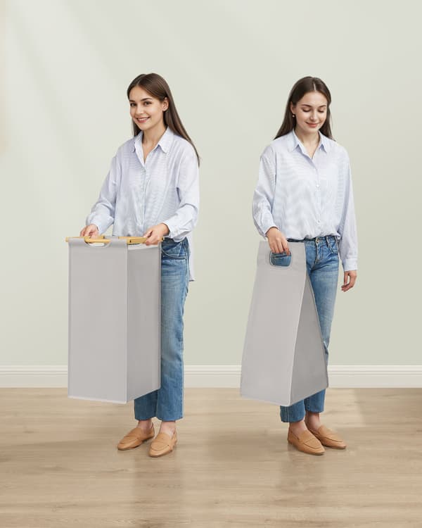 Bambu tvättkorg 2 x 50 L grå