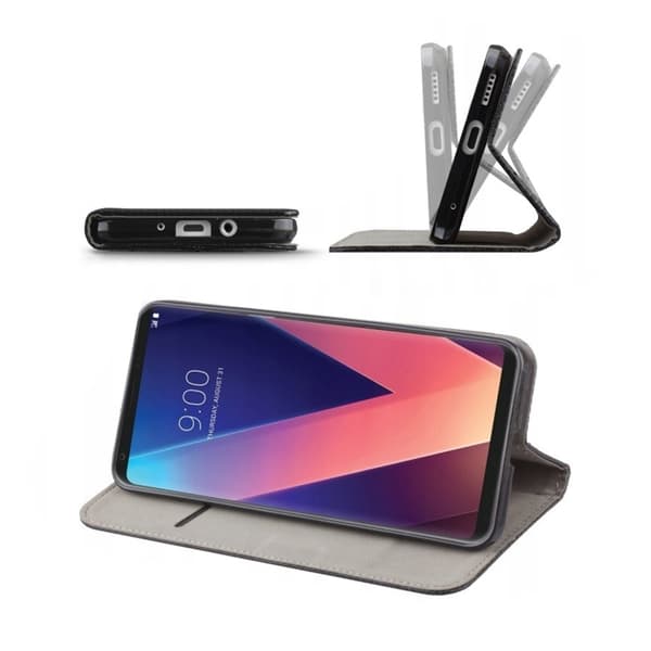 Etui til APPLE IPHONE 16 SMART MAGNET SORT BOG LUKKET + glas