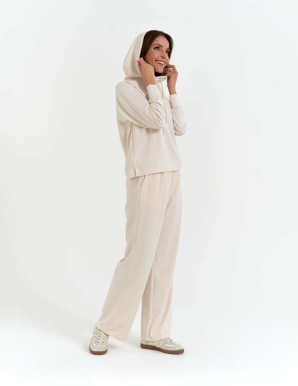 Dame hættetrøje med pullover, behagelig blød, MORAJ XL ECRU