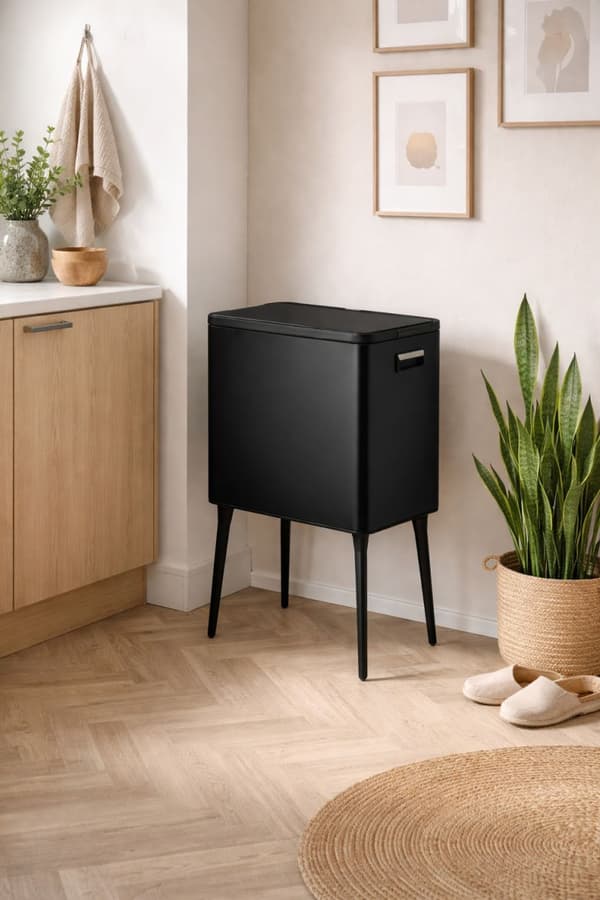 Sort berøringsspand, retrostil, 35L