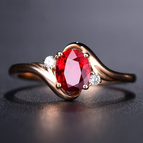 Dameguldring, justerbar, rubinsten, diamantkrystaller