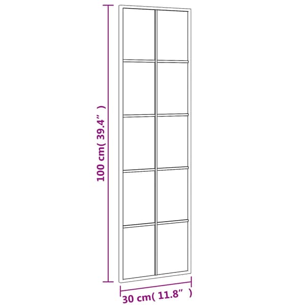 vidaXL Väggspegel, svart, 30x100 cm, rektangulär, järn