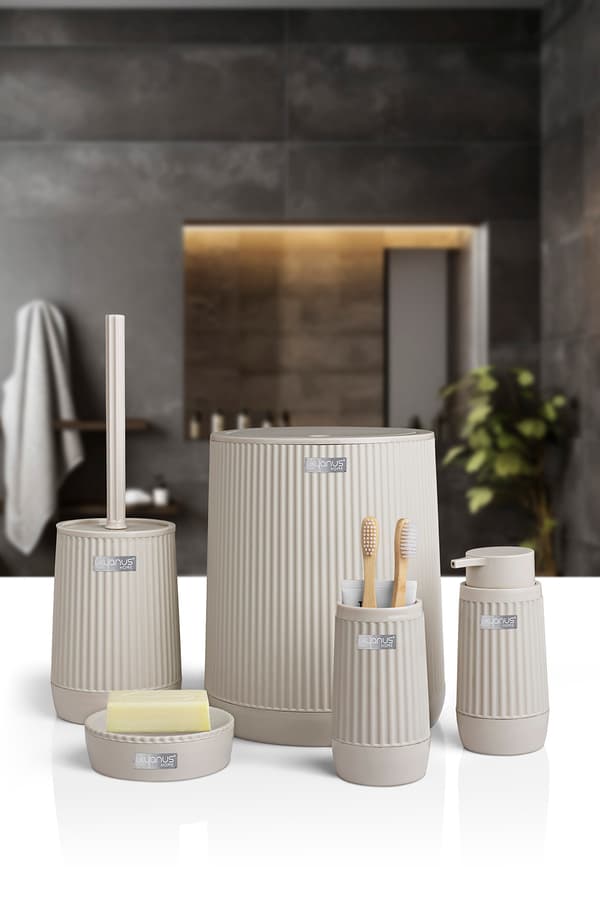 Nida badrumsset med 5 delar, beige