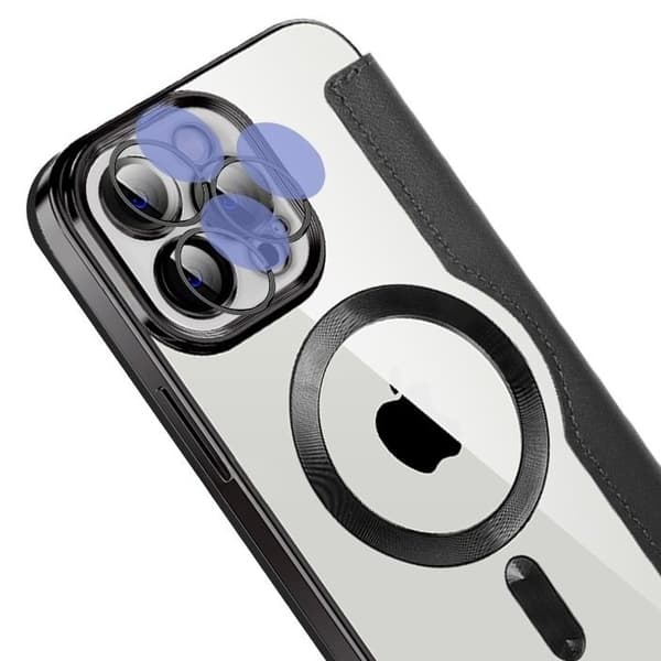 iPhone 14 Pro Flip-etui, RFID-pung MagSafe med kamerabeskyttelse, sort