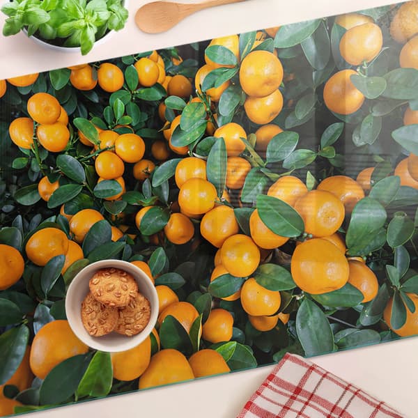 Multifunktionel dekorativ glastavle med mandarintryk 80x52 cm