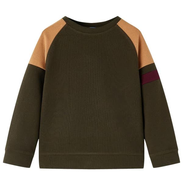 Børnesweatshirt, mørk khaki og kamel, 140