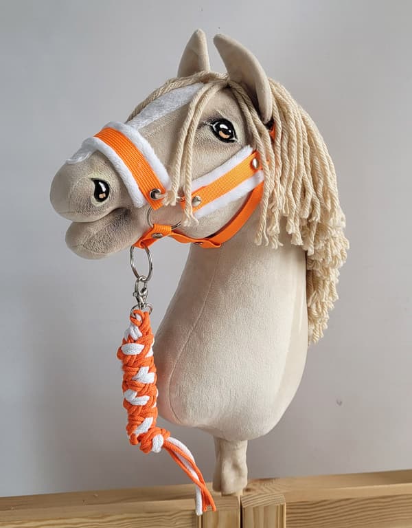Käpphästkoppel flätat rep - neonorange/vit