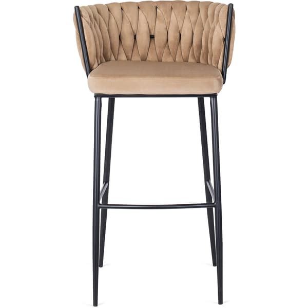 Klädd barstol i vävd läder FLORES beige sammet modern loft