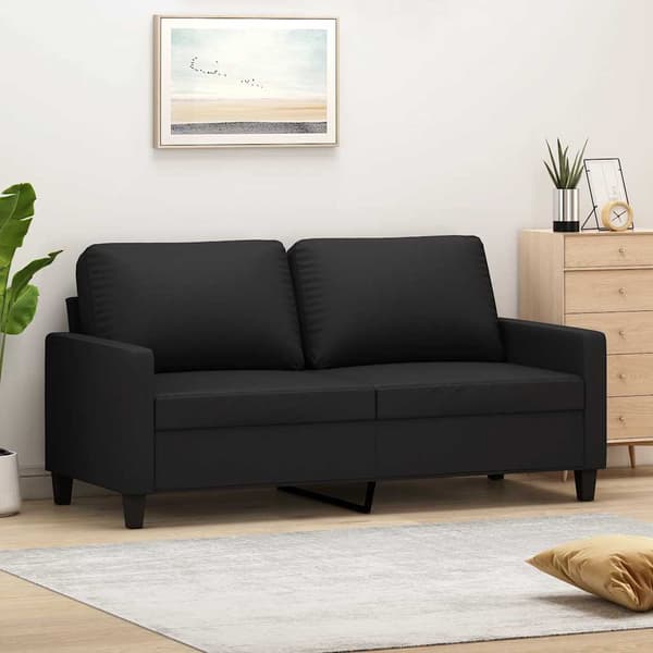 vidaXL 2-personers sofa, sort, 140 cm, kunstlæder