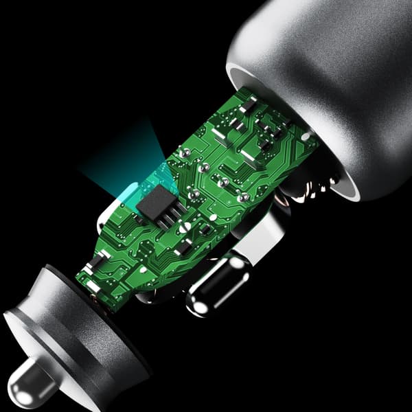 R4T 30W USB-A USB-C Biloplader - Grå