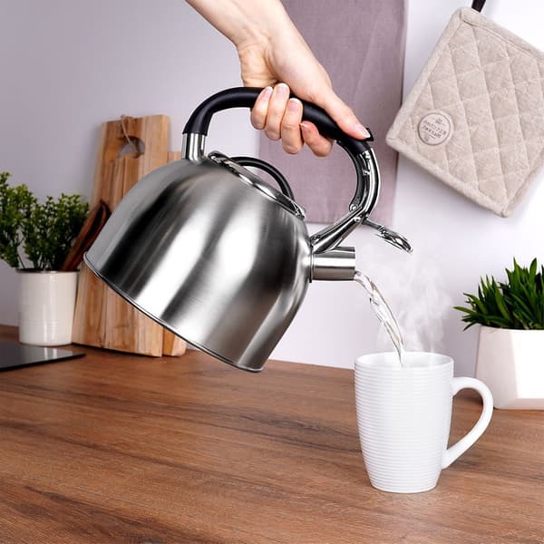 Visslingskittel, stål, silver, 2 l