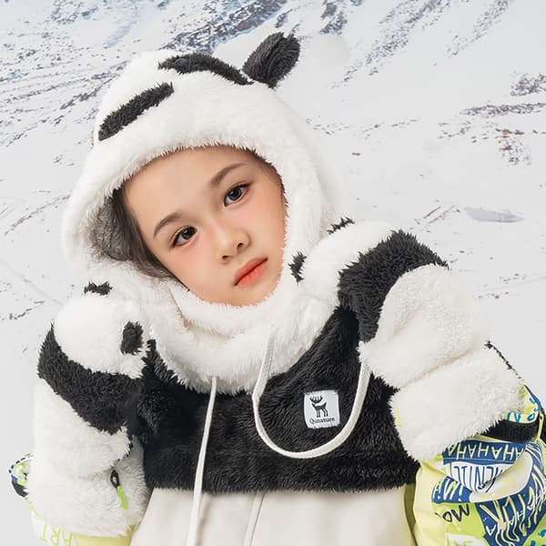 Panda Skihandsker til Børn og Voksne Størrelse S - Sort/Hvid
