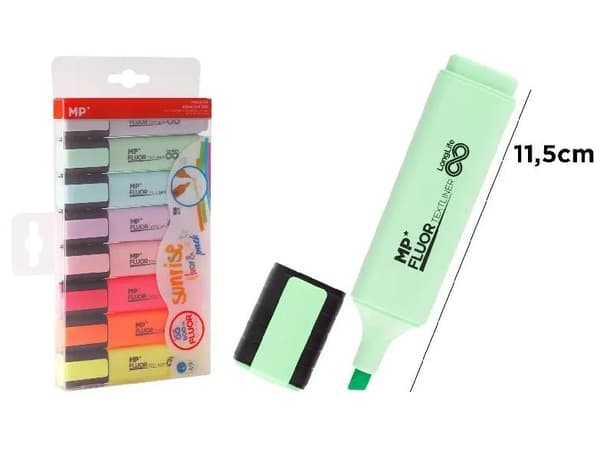 Fluorescerende pastelmarker 8 stk.