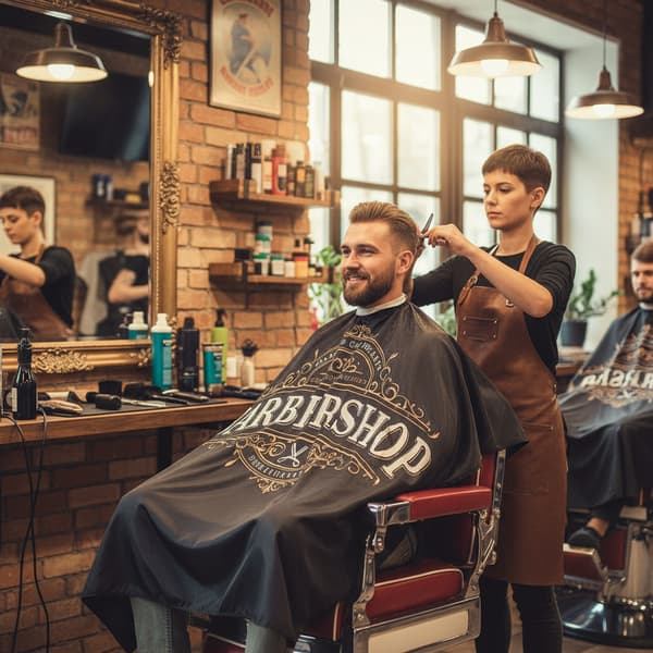 Barbermantel för en stor hårsalong