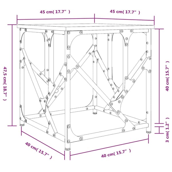 vidaXL sofabord brunt egetræ 45x45x47,5 cm