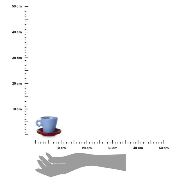 Echo 100 ml blå espressokopp med rött fat