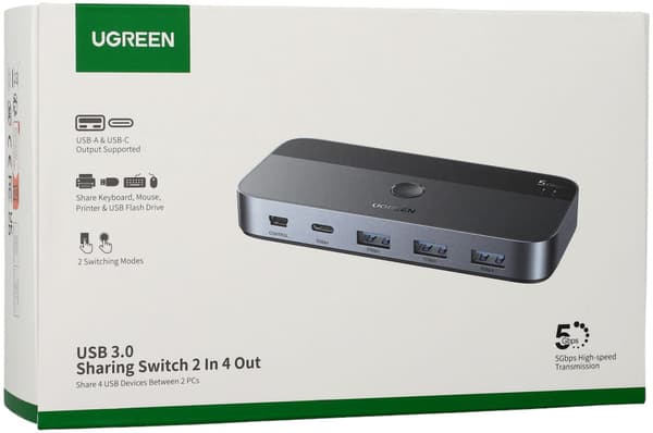 Ugreen USB 3.0 CM662 2in4out USB-switch sort