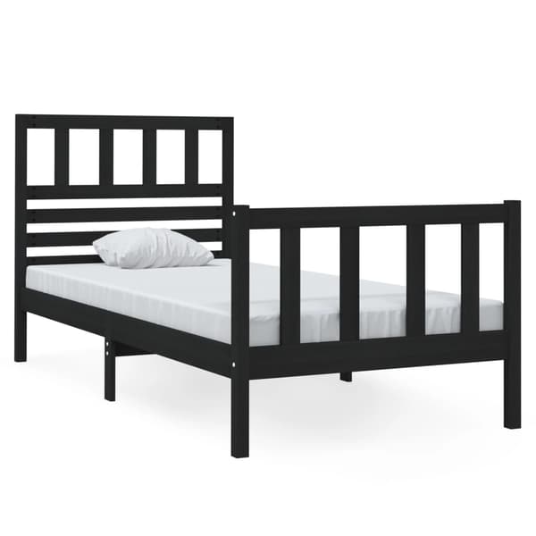 vidaXL sengestel sort 75x190 cm massivt træ