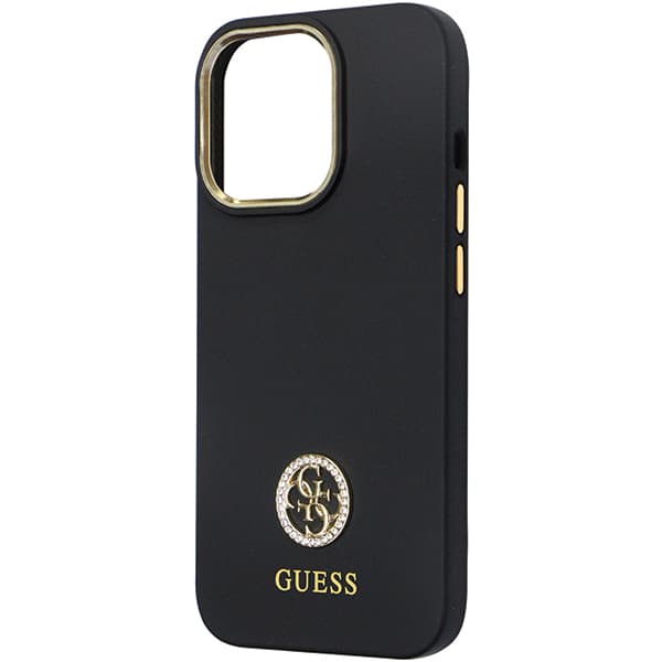 Guess Silikone Logo Strass 4G Etui til iPhone 13 Pro / 13, Sort