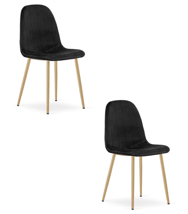 PADVA stol - svart sammet / ekben x 2