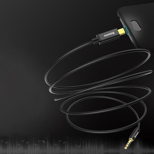 Stereolydkabel AUX-adapter 3,5 mm mini-jackstik - USB-C 120 cm - sort