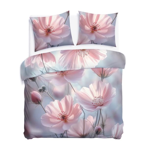 Bäddset 180x200 SATIN BOMULL digitaltryck för kvinnor rosblommor
