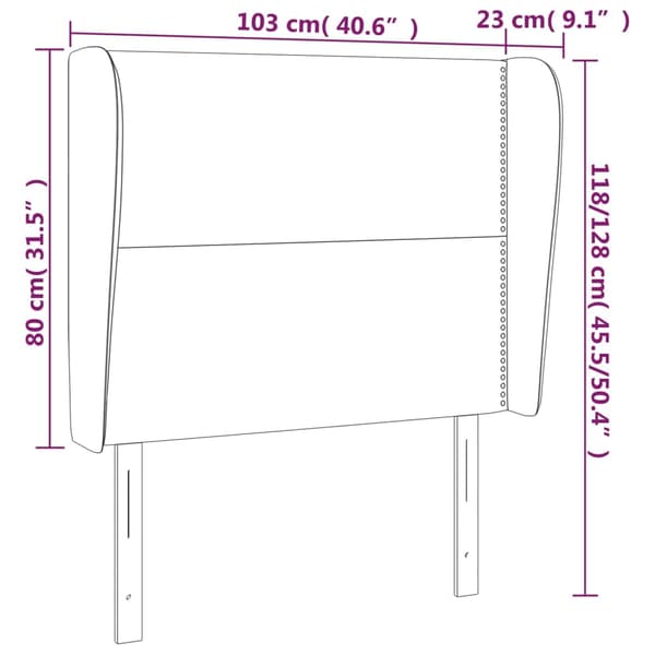 vidaXL Vingad nackstöd vit 103x23x118/128 cm konstläder