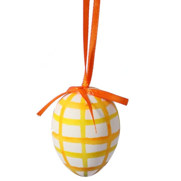 Sæt med julehængsmykker - orange påskeegg, 6 styk, 7 cm