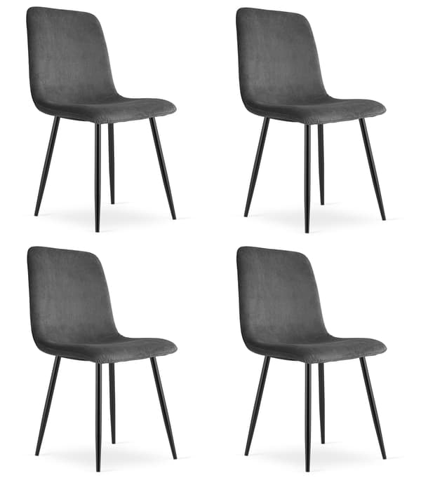RIFT stol - grå fløjlsbukser / sorte ben x 4