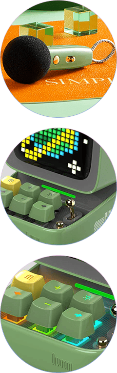 DIVOOM DITOO MIC kaiutin pixel art mikrofonilla vihreä