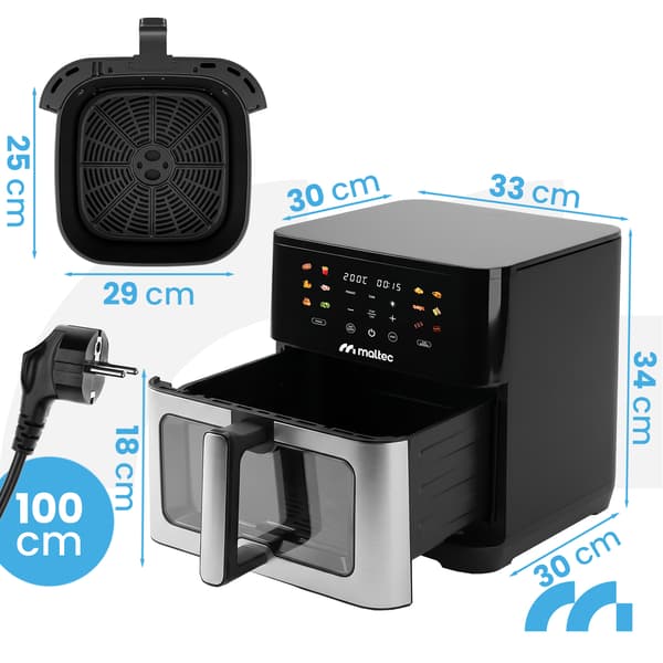 Ilmakeitin 2000W - 10L Suuri ikkunallinen ilmakeitin