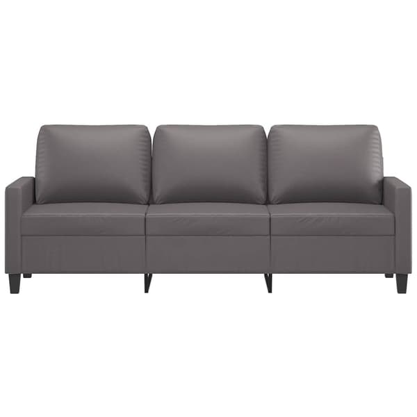 vidaXL 3-sitssoffa, grå, 180 cm, konstläder