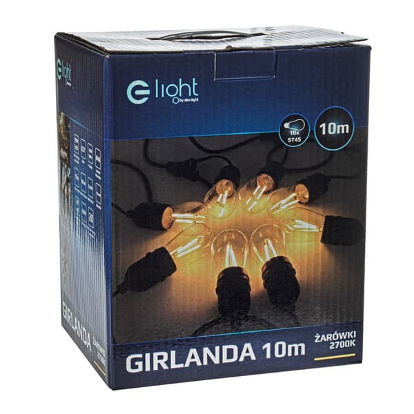 Havegirlande 10m E27 Sort IP44