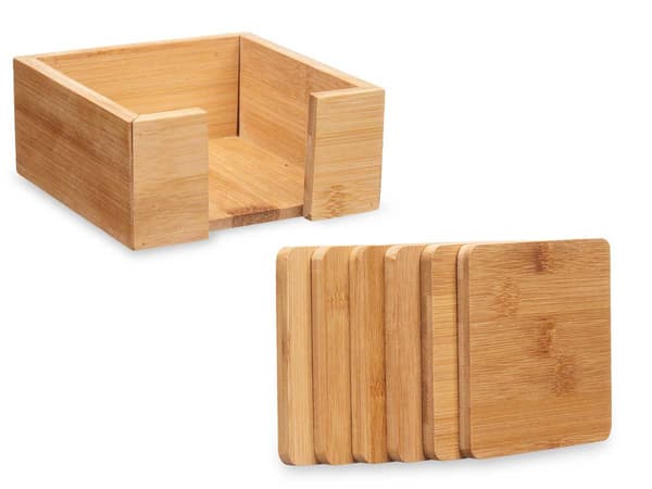 Set med 6 bambu-placemats i en låda