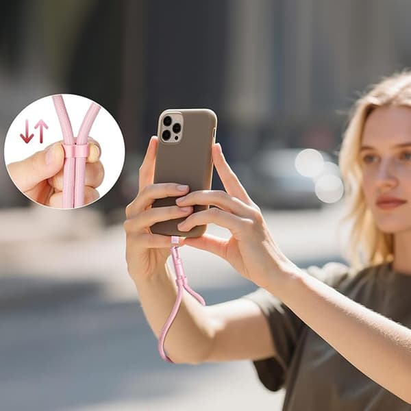 Nylon håndledsrem til telefon, lyserød