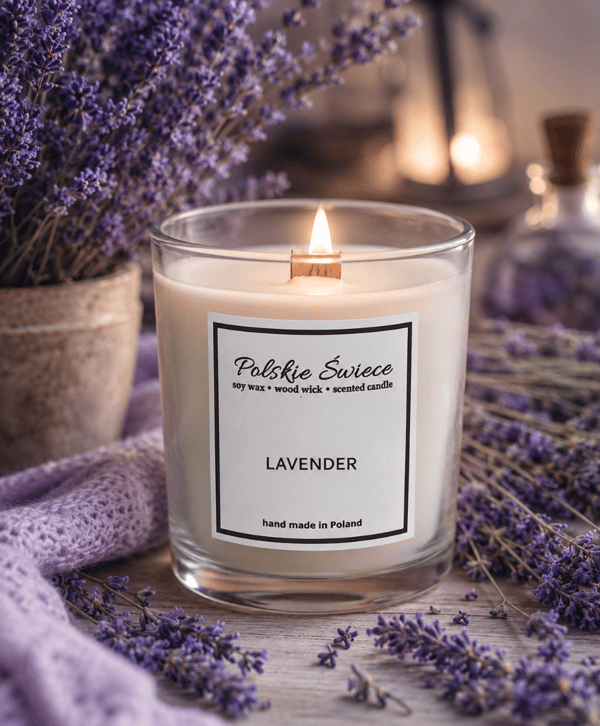 Sojalys med trævæge + LAVENDEL