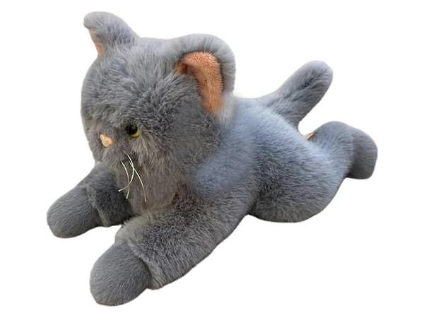 Maskotkat 55 cm liggende grå