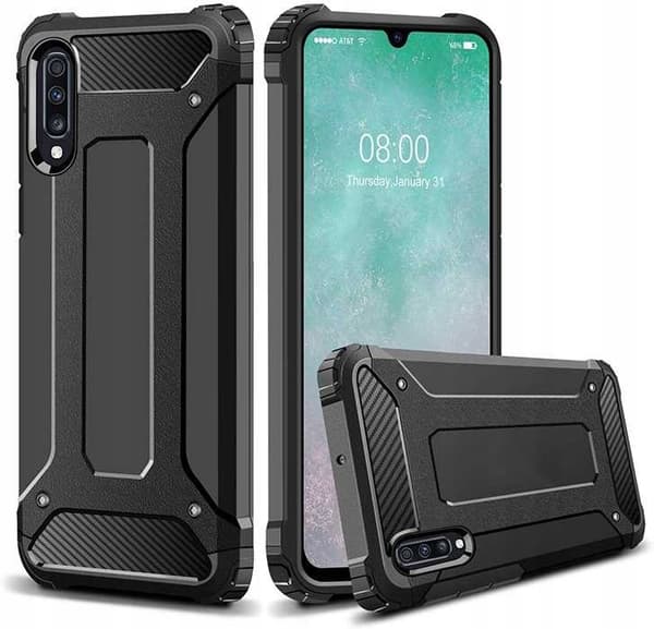 ETUI til Samsung Galaxy A70 sort Pansret ARMOR ETUI + GLAS