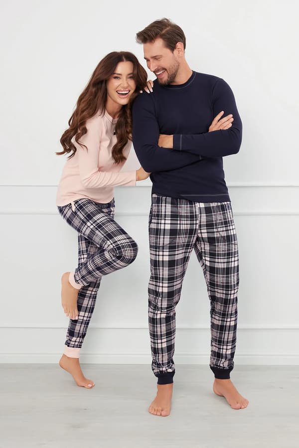 Brittiska herrpyjamas långärmad, långbyxor M