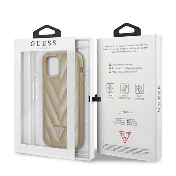 Guess V-Quilted Collection cover til iPhone 12 mini, guld