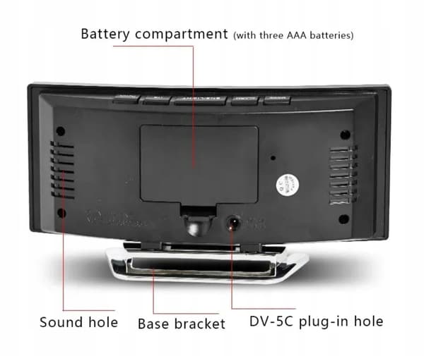 Digital KLOCKA, väckarklocka, stor böjd LED-skärm, datum, temperatursensor