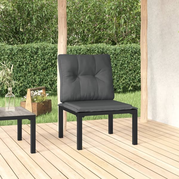 vidaXL havestol med hynder, sort og grå, polyrattan