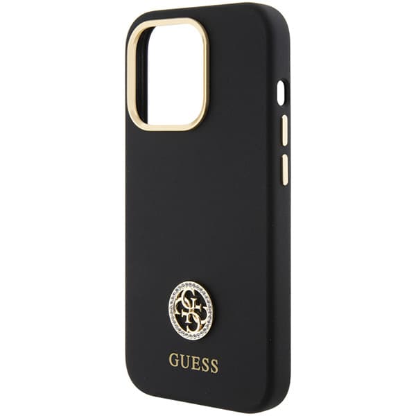 Guess Silikone Logo Strass 4G Etui til iPhone 15 Pro, Sort