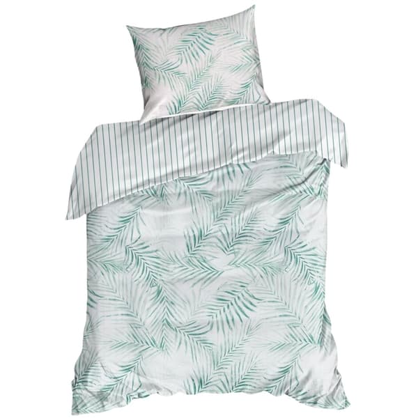 RAYA-vuodevaate raidat lehdet minttu 140x200 satiini