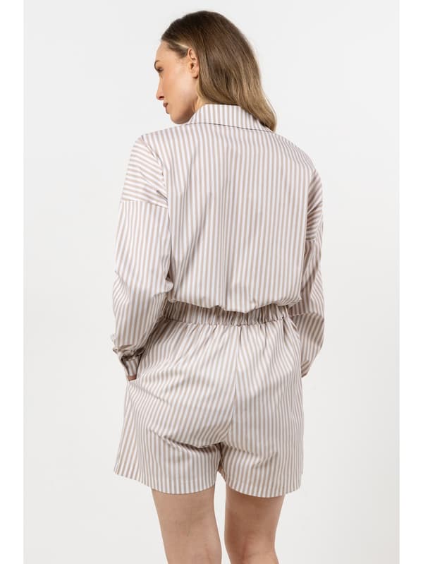 Løse shorts med fold - beige striber M