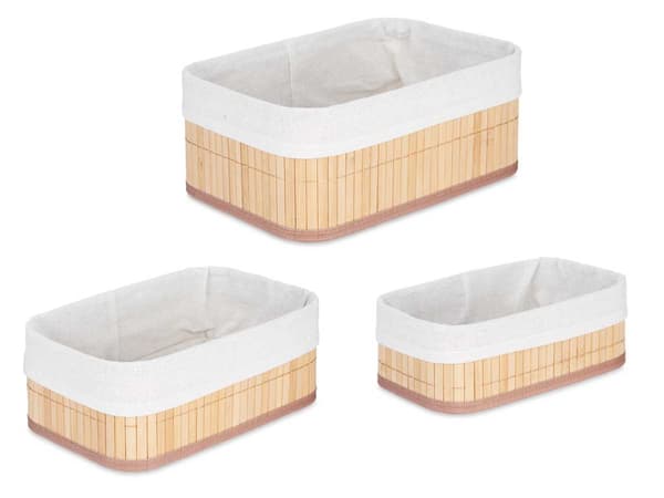 Set med 3 grå bambukorgar