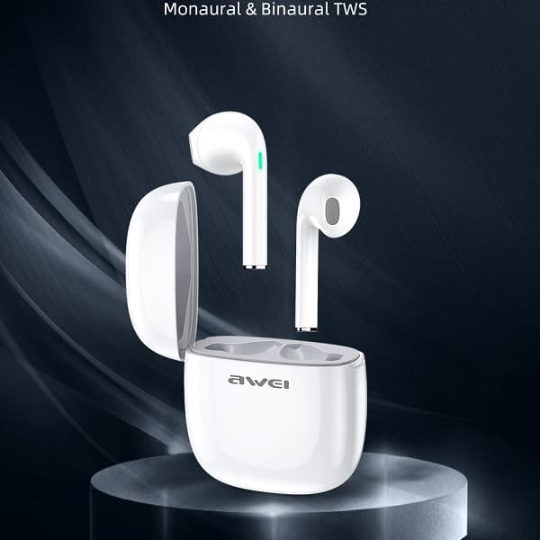 AWEI Bluetooth 5.0 T28 TWS hovedtelefoner + dockingstation hvide