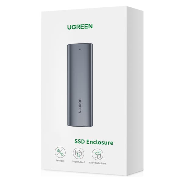 Hårddiskkabinett M.2 B-nyckel SATA 3.0 Grå + USB Typ-C-kabel
