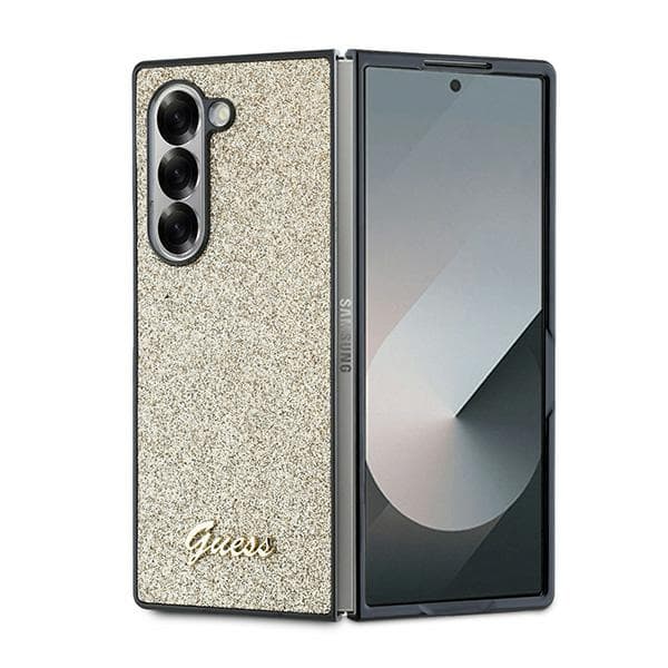 Guess 4G Glitter Script-skal till Galaxy Z Fold6, Guld
