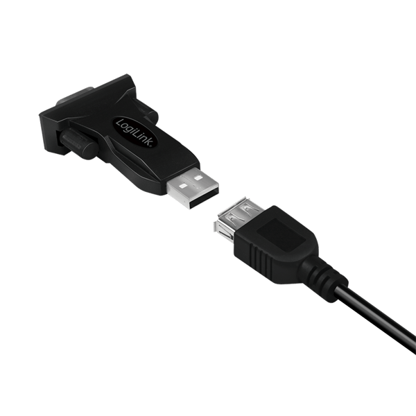 Logilink USB 2.0 Adapter, USB-A/M til DB9/M (RS232), Win 11, sort AU0002F